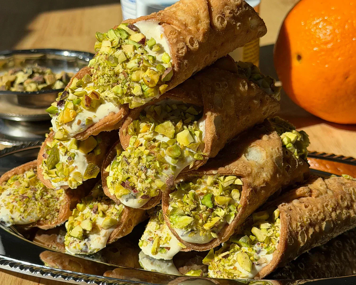 Pistachio Ice Cream Cannoli, No-Churn, Italian Dessert, Ricotta, Orange Zest, Cinnamon, Summer