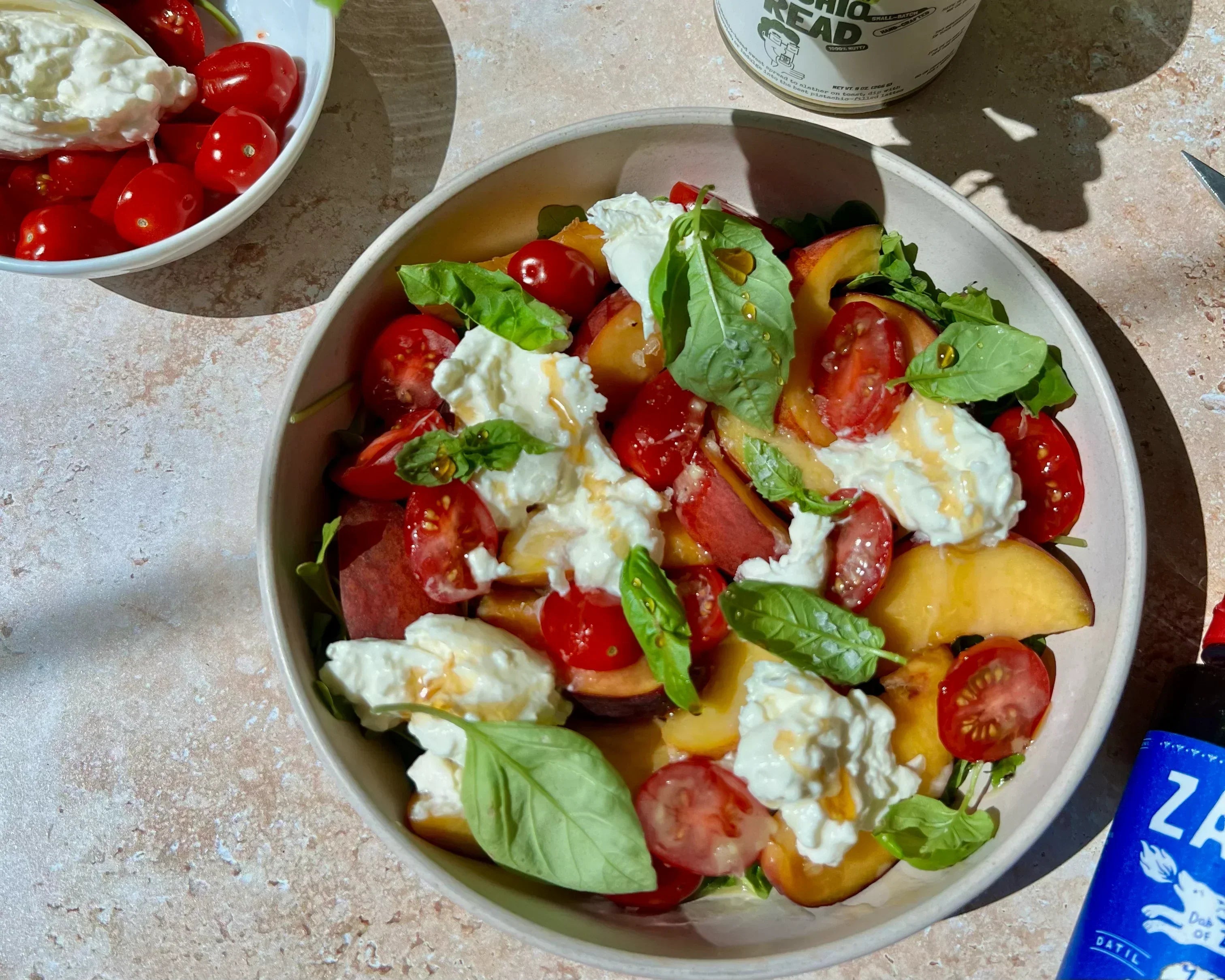 salad, quick recipe, healthy, pistachio, burrata, home cook