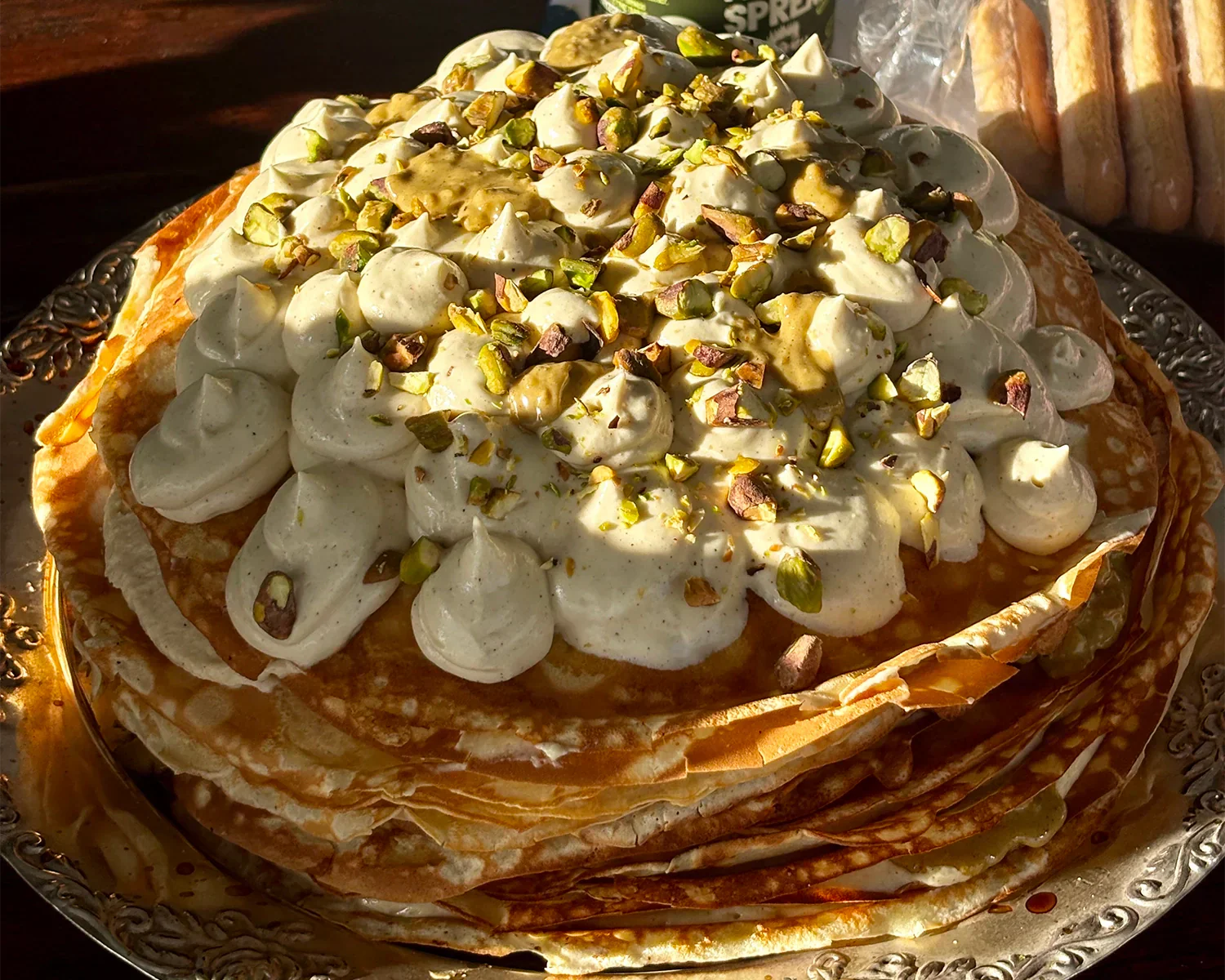 PISTACHIO TIRAMISU CREPE CAKE