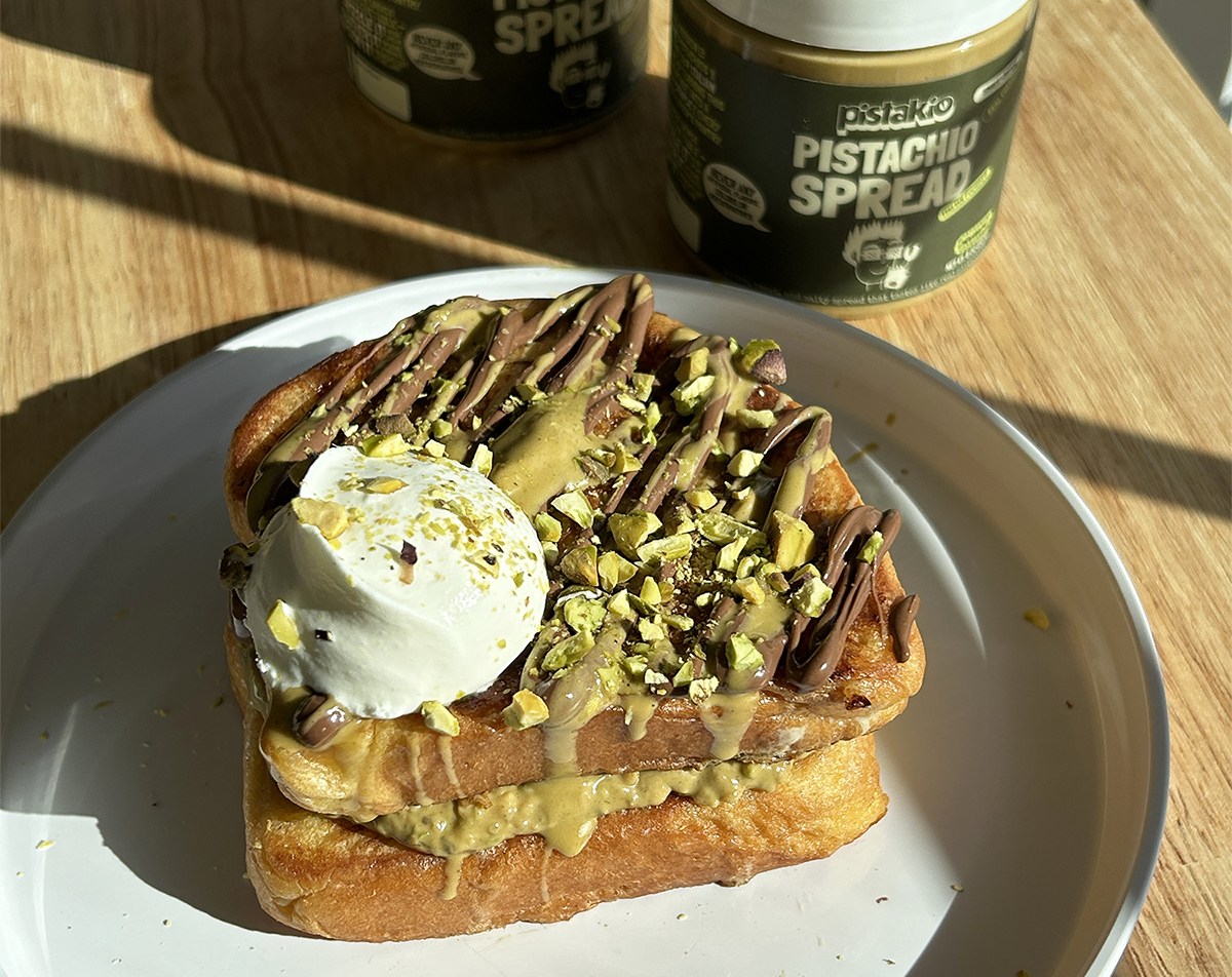 Pistachio Stuffed French Toast, Dubai Chocolate French Toast, Melted Chocolate, Crunchy Pistachio, Decadent Breakfast, Viral