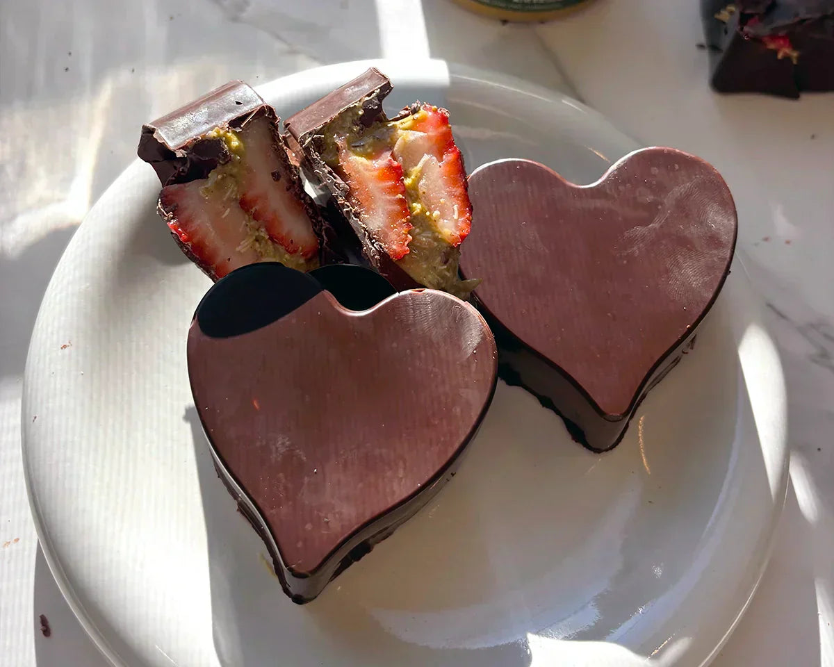 HEART-SHAPED PISTACHIO TRUFFLES