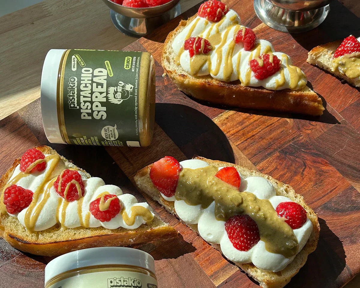 Got Topped Whipped Mascarpone Toast w/ Pistachio Butter & Raspberry Topping – Pistakio