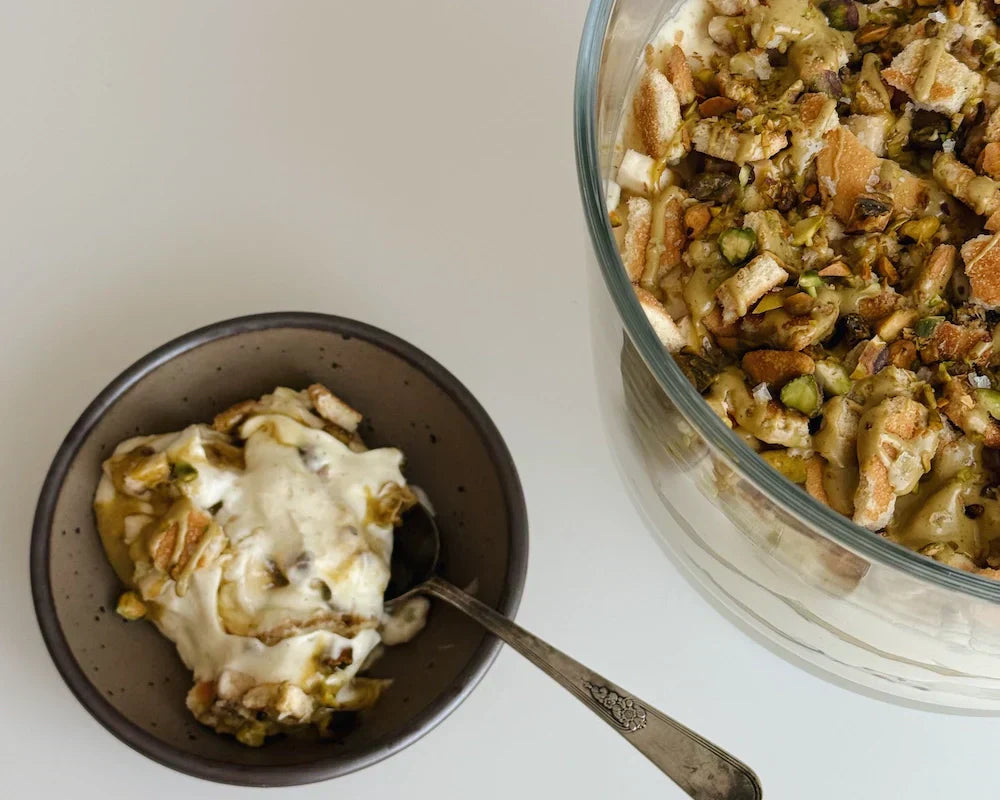 Pistachio Banana Pudding, Creamy Dessert, Sweet & Salty, Jacobsen Salt, No-Bake, Nostalgic