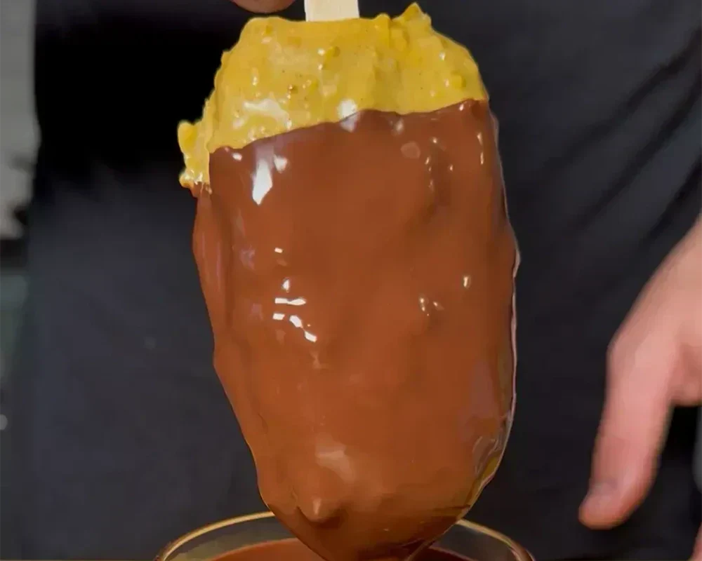 Pistachio Dark Chocolate Ice Cream Bars, Magnum Style, Crunchy Coating, Frozen Dessert, No-Churn, Summer