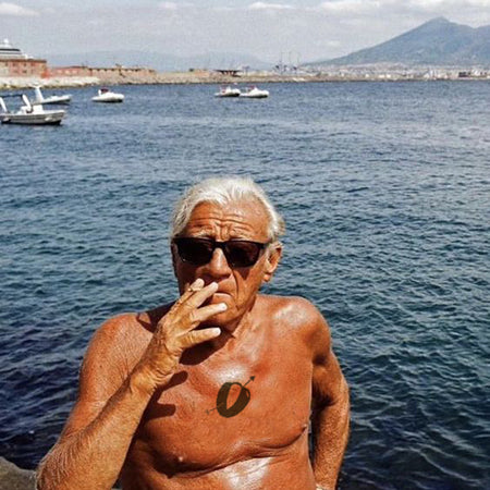 italian nonno with pistachio tattoo