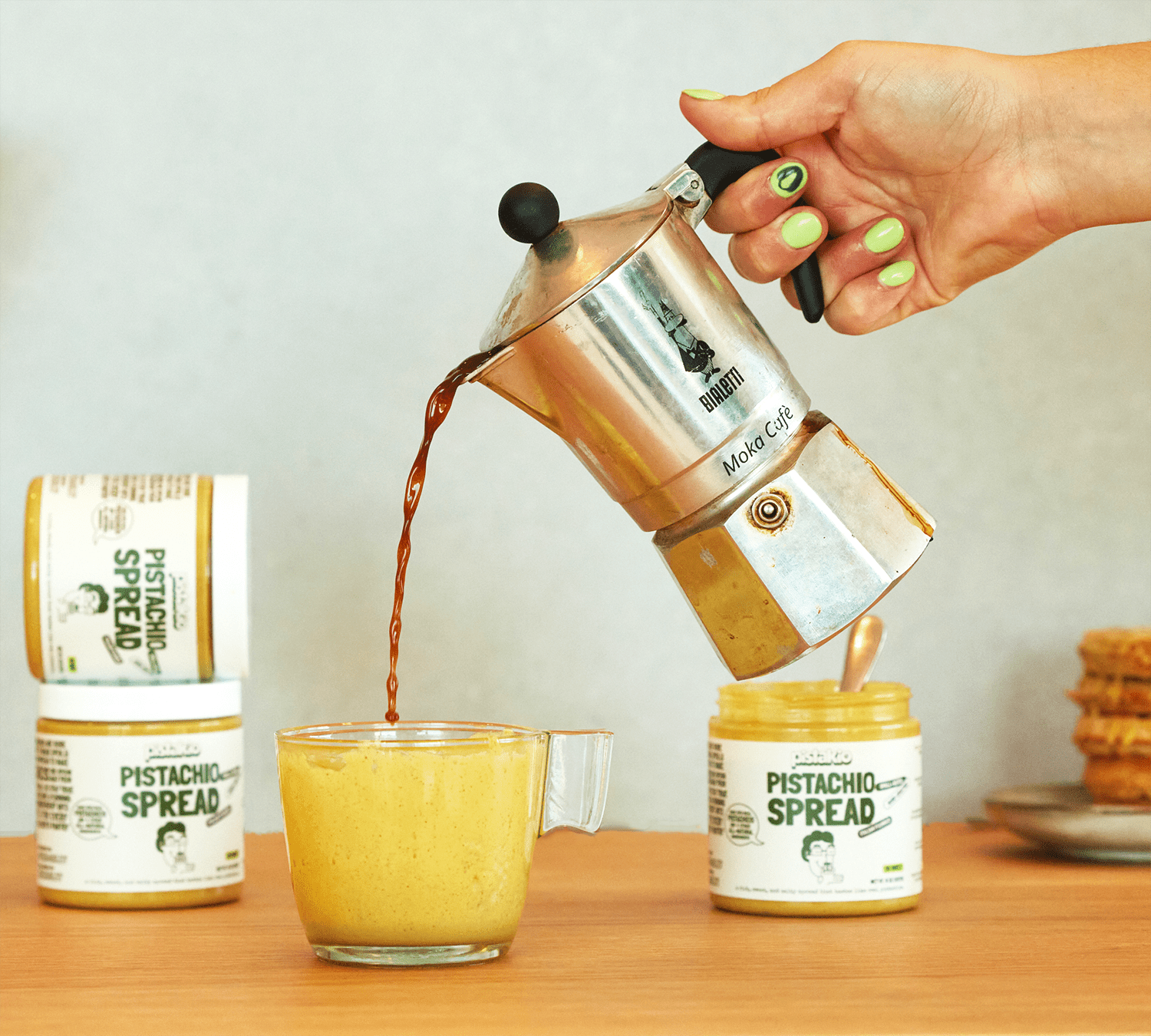 OG SWEET PISTACHIO SPREAD in your morning latte